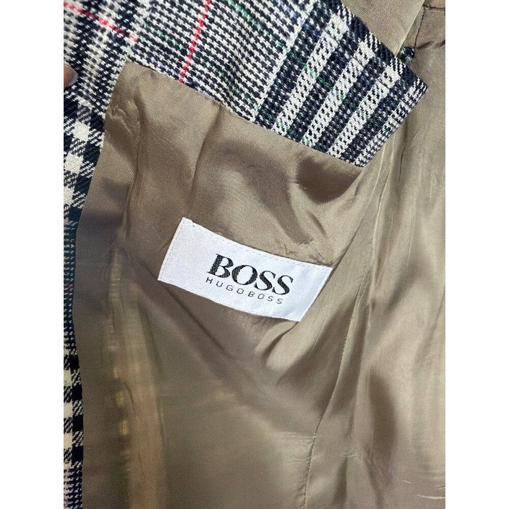 BOSS Hugo Boss Men's 42S Plaid Gray Plaid Wool Blazer Glen Check Sport Coat - Picture 7 of 16